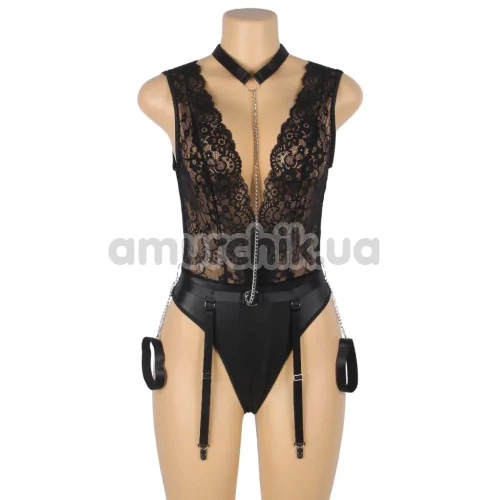 Боді з фіксаторами для рук Star Night Bodysuit With Cuffs, чорне