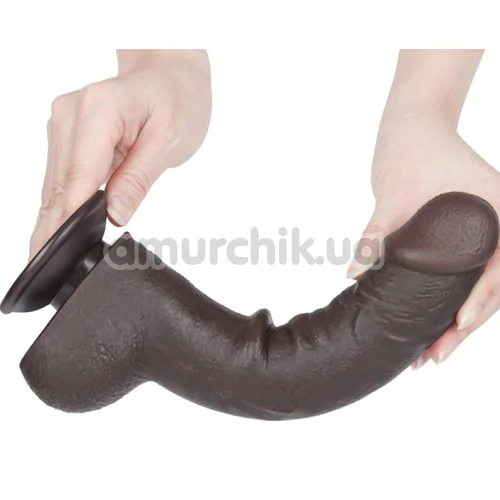 Фаллоимитатор Sliding-Skin Dual Layer Dong 9.5 с мошонкой, коричневый