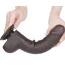Фаллоимитатор Sliding-Skin Dual Layer Dong 9.5 с мошонкой, коричневый - Фото №11