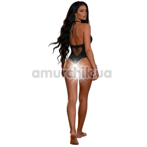 Боди Star Night Fishnet & Sparkle Rhinestone Party Bodysuit, черное