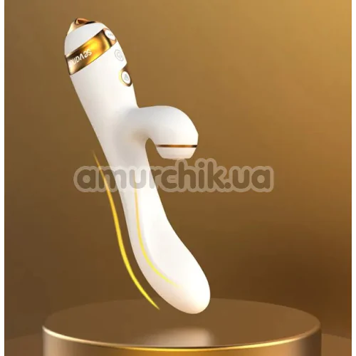 Вибратор с пульсацией и флоггером Lockink Sevanda Clitoris Suction Vibrator With Whip, белый