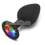 Анальная пробка с радужным кристаллом Anal Play Rainbow Booty Jewel Medium, черная  - Фото №1