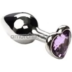 Анальна пробка з бузковим кристалом SWAROVSKI Silver Heart Tourmalin Small, срібна - Фото №1