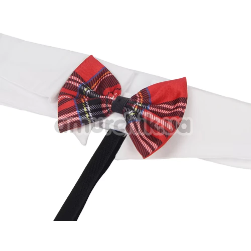 Костюм студентки Star Night Sexy Universitar Costume, чорно-червоний: бюстгальтер + трусики + портупея з комірцем
