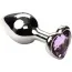Анальная пробка с сиреневым кристаллом SWAROVSKI Silver Heart Tourmalin Small, серебряная