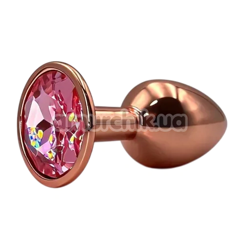 Анальна пробка з рожевим кристалом Alume Metal Plug S, бронзова