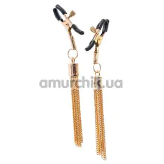 Зажимы для сосков Guilty Pleasure Premium Collection Nipple Clamps с кисточками, золотые - Фото №1
