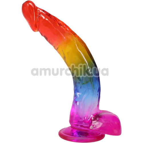 Фалоімітатор Doc Johnson Crystal Jellies Realistic Cock With Balls 9.5, мультикольоровий
