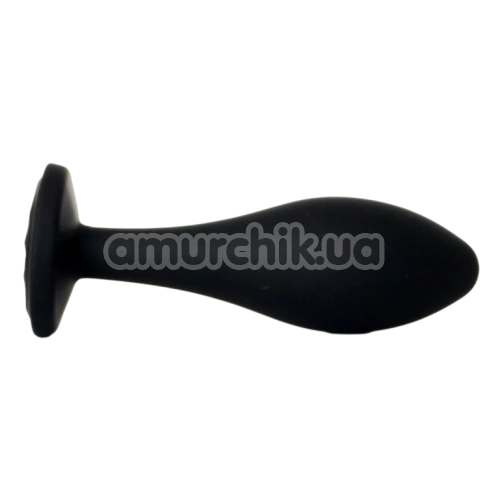 Анальна пробка з прозорим кристалом Exclusivity Jewellery Silicone Straight Plug L, чорна