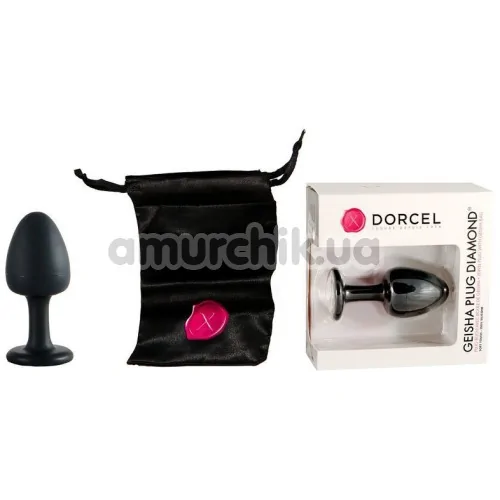 Анальная пробка с прозрачным кристаллом Dorcel Geisha Plug М, черная