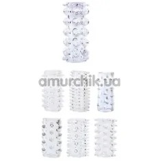 Набір з 7 насадок на пеніс Get Lock Penis Sleeve Kits, прозорий - Фото №1