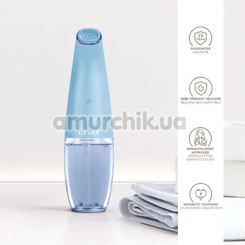 Устройство для очищения кожи лица Geske Aqua-Stream Face Cleanser 8 in 1, голубое