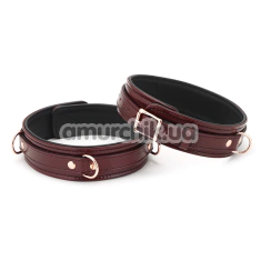 Фіксатори для ніг Liebe Seele Wine Red Leather Thigh Cuffs with Rose Gold Hardware L, бордові - Фото №1