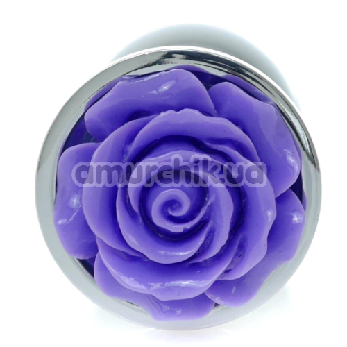 Анальная пробка с фиолетовой розочкой Exclusivity Jewellery Silver Rose Plug, серебряная