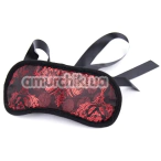 Маска на глаза DS Fetish Red Rmbroidery Ties, черная - Фото №1