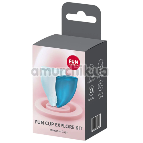Набір з 2 менструальних чаш Fun Factory Fun Cup Explore Kit, бірюзовий