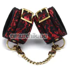 Фіксатори для ніг Liebe Seele Victorian Garden Lace and Vegan Leather Ankle Cuffs, червоно-чорні - Фото №1