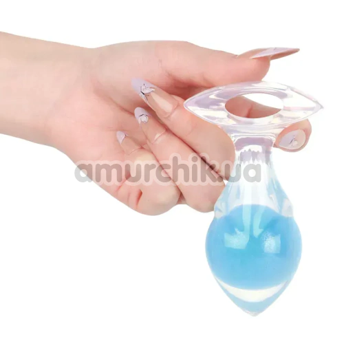 Анальная пробка Univibe Glow-In-Dark Smooth S, голубая