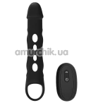 Насадка на пенис с вибрацией Ramrod Vibrating Extender With Remote Open, черная - Фото №1