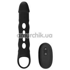 Насадка на пеніс з вібрацією Ramrod Vibrating Extender With Remote Open, чорна - Фото №1