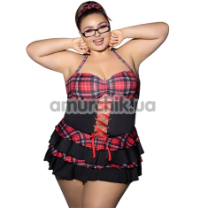 Костюм школьницы JSY Sexy Lingerie P61113, красно-черный: платье + трусики-стринги + лента для волос - Фото №1