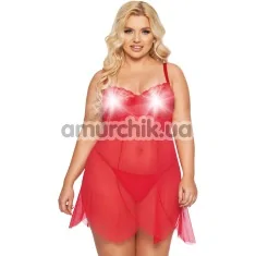 Комплект SoftLine Collection Carla красный: пеньюар + трусики-стринги - Фото №1