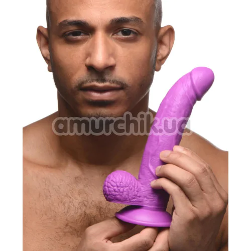 Фалоімітатор Pop Peckers Dildo With Balls 7.5, фіолетовий