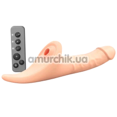 Вібратор з вакуумним стимулятором для страпона Strap-On-Me Multi Orgasm Realistic Dildo L, тілесний - Фото №1