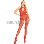 Комбінезон Leg Avenue Lace and Net Bodystocking, червоний - Фото №1