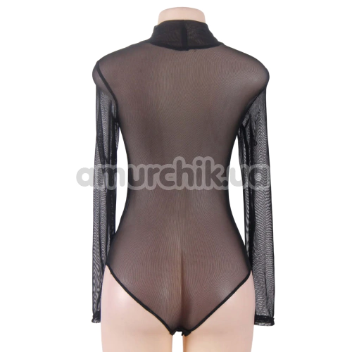 Боді Paris Hollywood Long Sleeve Mesh Bodysuit With Halter Neck, чорне