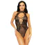 Боди Leg Avenue Net And Lace Halter Bodysuit, черное - Фото №6