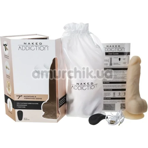 Вибратор с ротацией Addiction Naked Rotating & Vibrating Dong 7, телесный