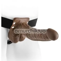 Порожній страпон Fetish Fantasy Series 7 Hollow Strap-On with Balls, коричневий - Фото №1