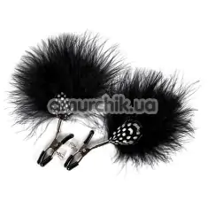 Зажимы для сосков Guilty Pleasure Feathered Nipple Clamps с перышками, черные - Фото №1