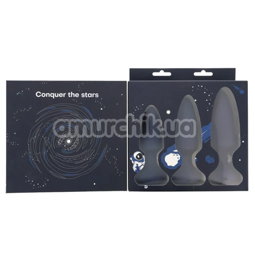 Набор из 3 анальных пробок с вибрацией Startroopers Mars, синий