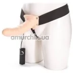 Полый страпон с вибрацией Kinx The Extender Plus Vibrating Hollow Strap-On 8, телесный - Фото №1