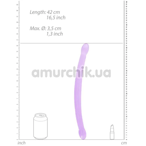 Двухконечный фаллоимитатор Realrock Crystal Clear Double Dildo 17, фиолетовый
