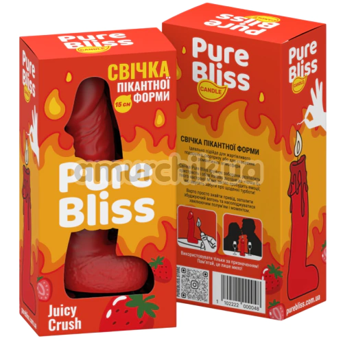 Свічка у вигляді пеніса Pure Bliss Small Juicy Crush - полуниця, червона