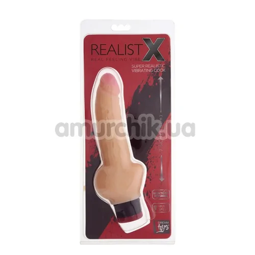 Вибратор RealistX c мошонкой, 17.8 см