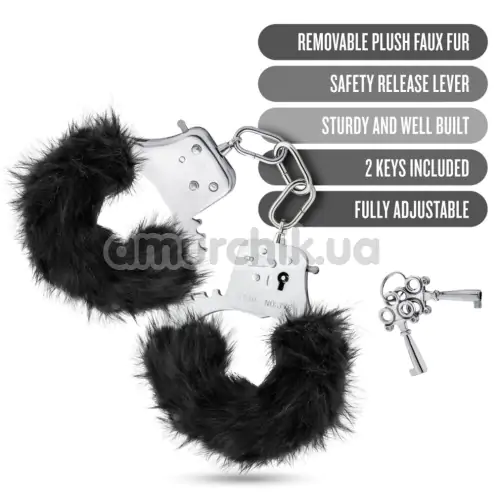 Наручники Temptasia Plush Fur Cuffs, черные