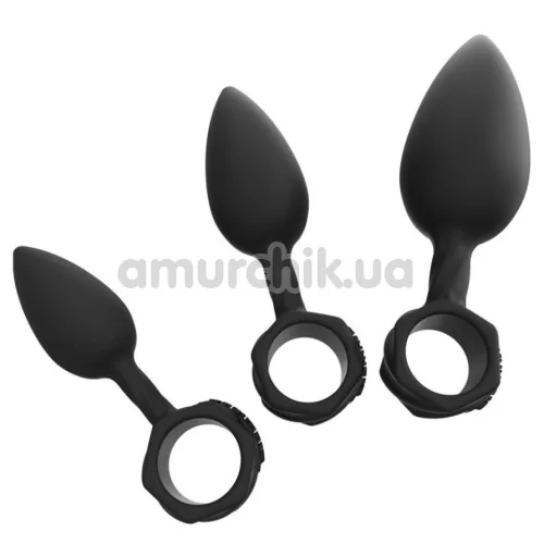 Набор из 3 анальных пробок с вибрацией Bathmate Anal Training Plugs Vibe, черный