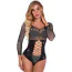 Боди Star Night Cutouts Mesh Rhinestone Bodysuit, черное - Фото №1