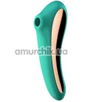 Симулятор орального секса для женщин с вибрацией Satisfyer Dual Kiss, зеленый - Фото №1