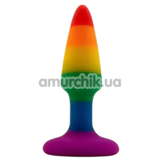 Анальная пробка Alume Silicone Pride Plug М, радужная - Фото №1