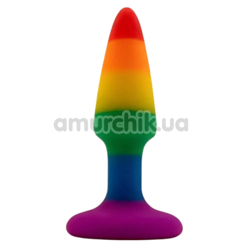 Анальная пробка Alume Silicone Pride Plug М, радужная - Фото №1