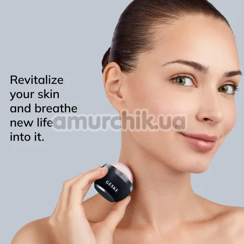 Кульковий масажер для обличчя Geske Rose Quartz Depuffing Sphere 7 in 1, чорний