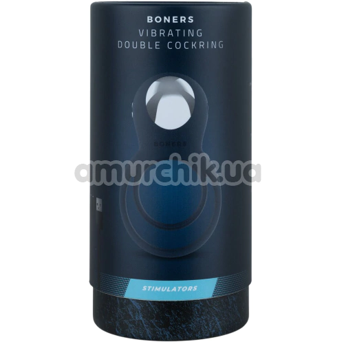 Виброкольцо для члена Boners Vibrating Double Cock Ring, синее