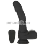 Вибратор с ротацией и толчками Addiction Naked Noir Rotating & Thrusting Vibrating Dong 8.6, черный - Фото №1