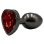 Анальна пробка з червоним кристалом Alume Metal Heart Plug M, чорна - Фото №5
