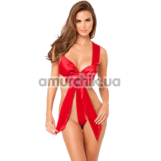 Боди Unwrap Me Satin Bow Teddy, красное - Фото №1